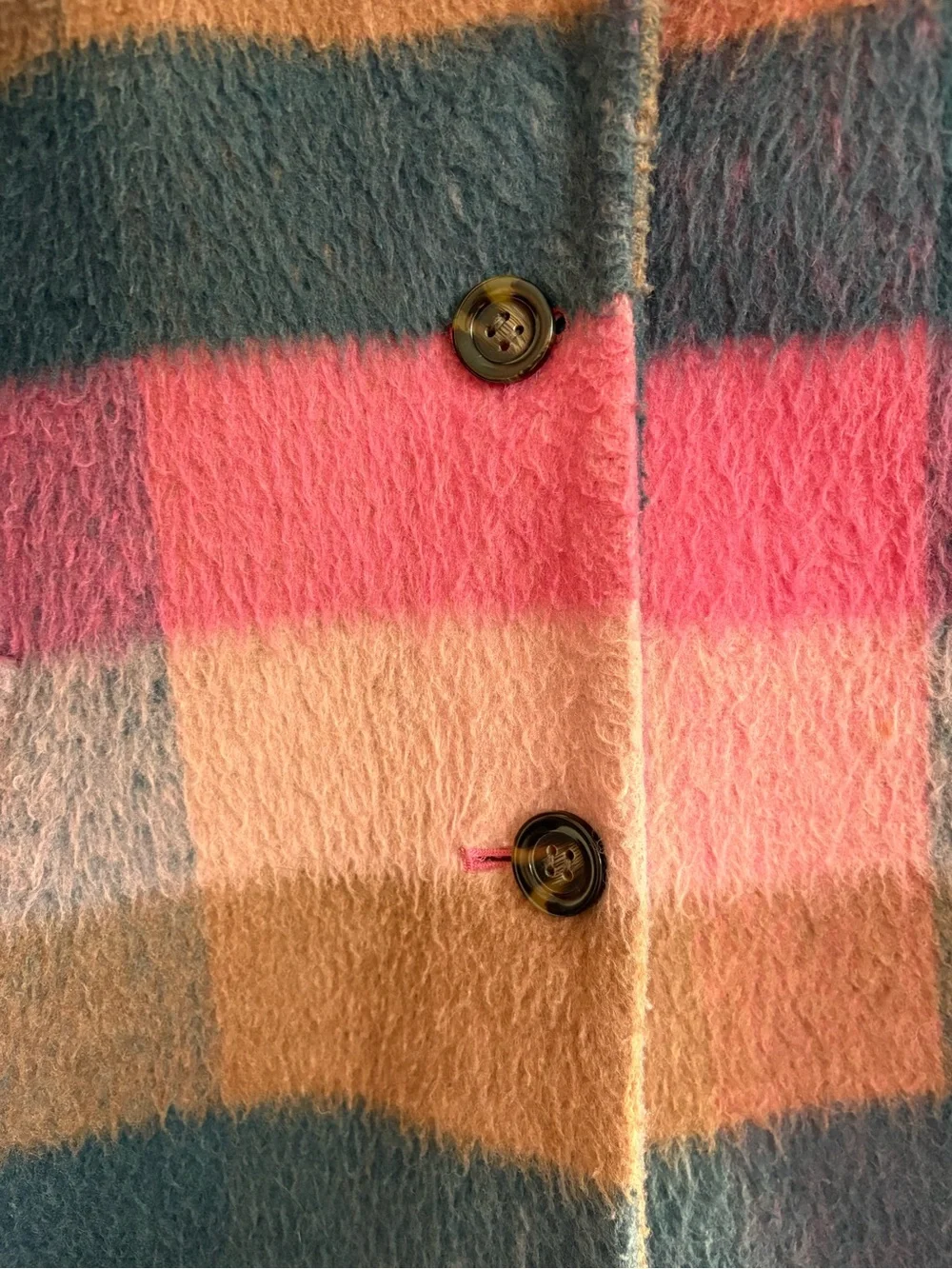 Ann Taylor Plaid Wool Blend Boucle Cocoon Coat- Size Large
